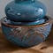Glitzhome® 8.75" LED Turquoise Leaf Textured Ceramic Tabletop Fountain